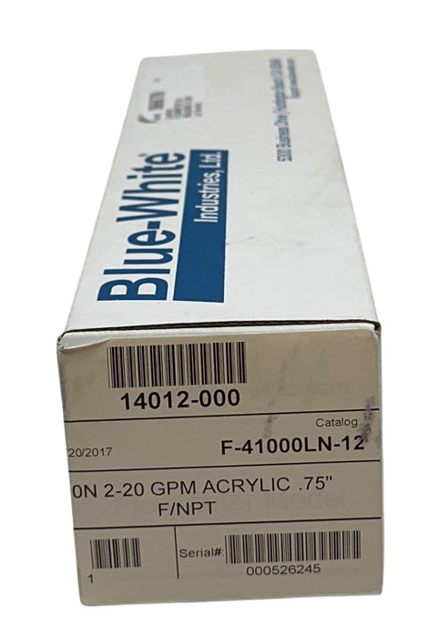 BLUE-WHITE INDUSTRIES F-41000LN-12 / F41000LN12 GPM FLOW METER F-410N 3/4'' NSMP