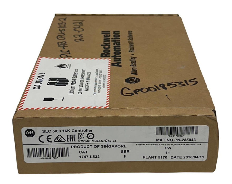 ALLEN BRADLEY 1747-L532 /F SLC 5/03 CONTROLLER 16K MEMORY DH-485/RS-232 NSFS