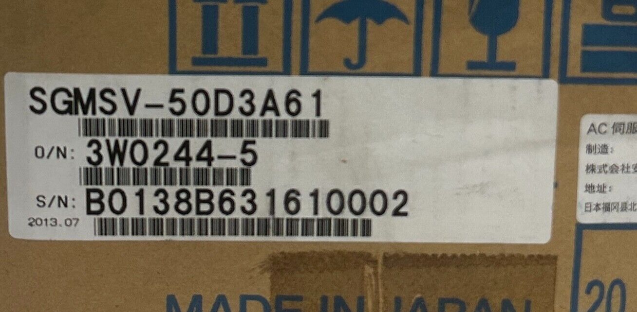 YASKAWA ELECTRIC SGMSV-50D3A61 AC SERVO MOTOR 5kW W/ ENCODER UTTAH-B20FL NSMP