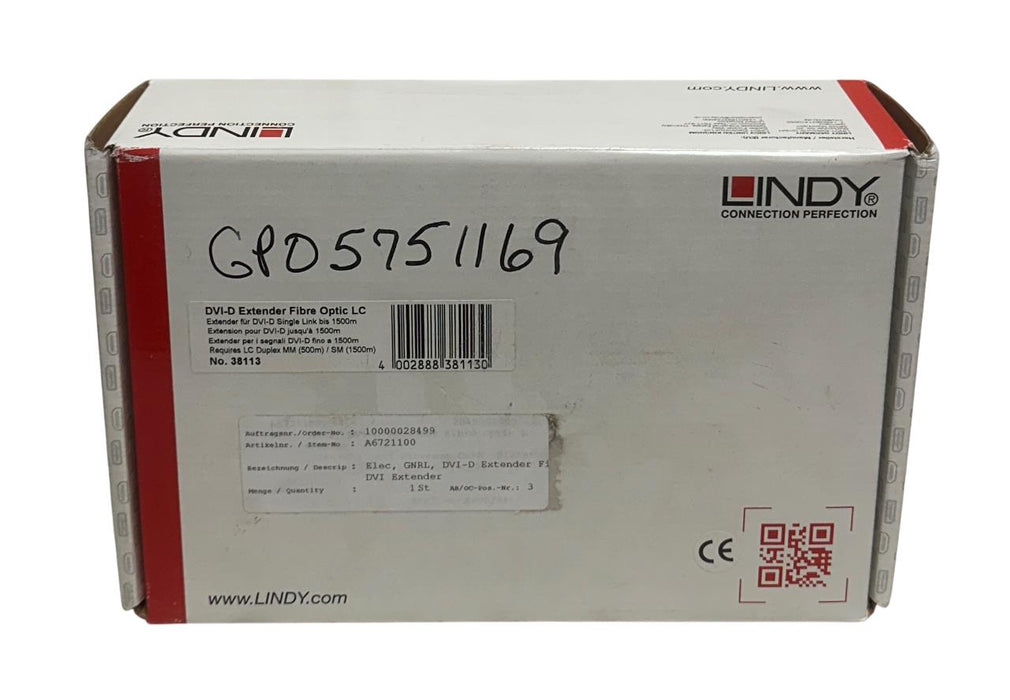 LINDY DVI-D / 38113 EXTENDER FIBER OPTIC LC 1500m DVID SINGLE-LINK NSMP