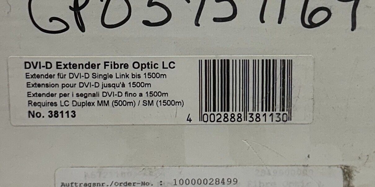 LINDY DVI-D / 38113 EXTENDER FIBER OPTIC LC 1500m DVID SINGLE-LINK NSMP