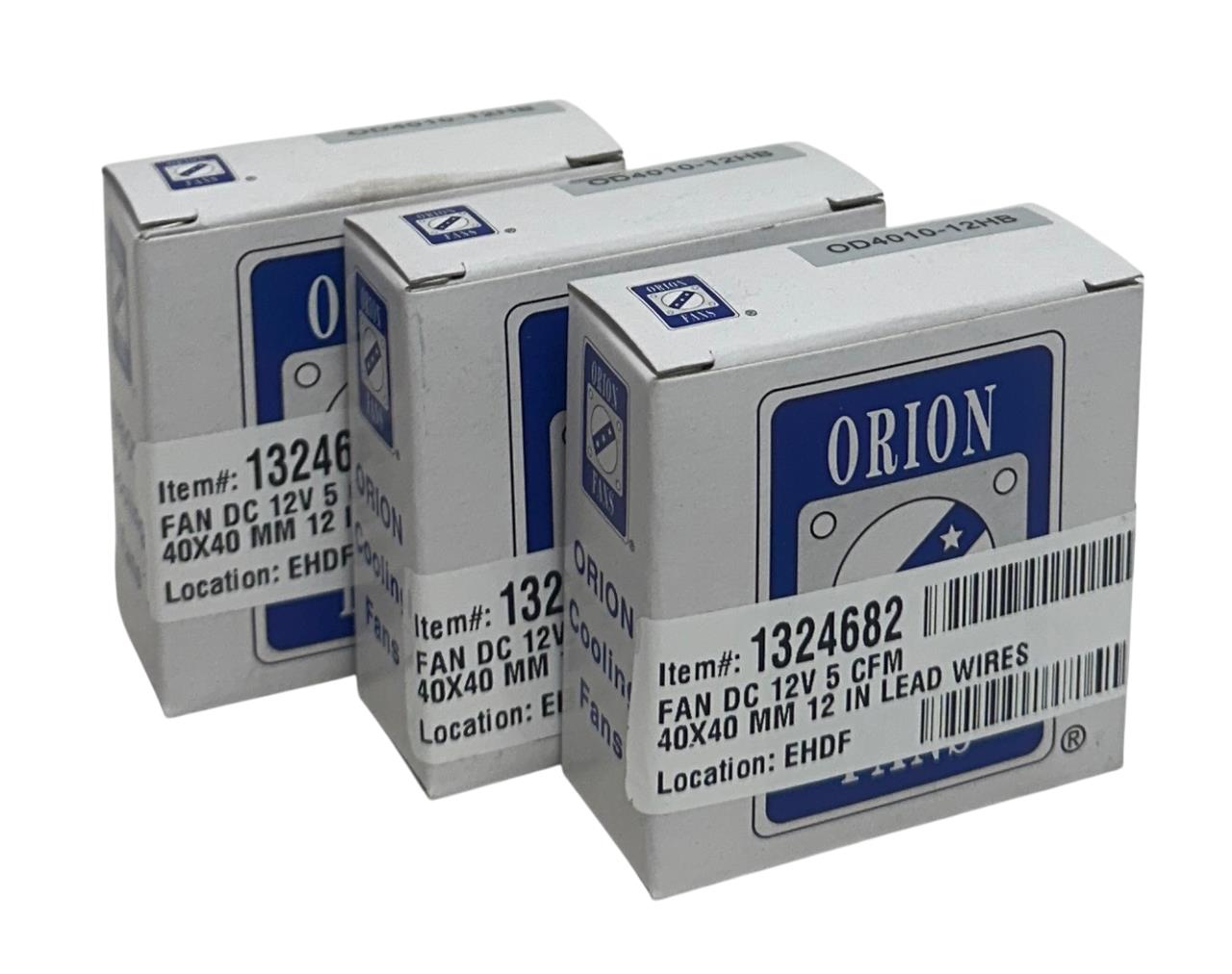 3 ORION OD4010-12HB / OD401012HB DC AXIAL FANS 12VDC 5CFM 40mm 12'' WIRE NSMP