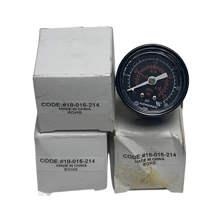 3 NORGREN 18-015-214 / 18015214 PRESSURE GAUGES 0-30PSI 1/8'' NPT THREAD NSMP