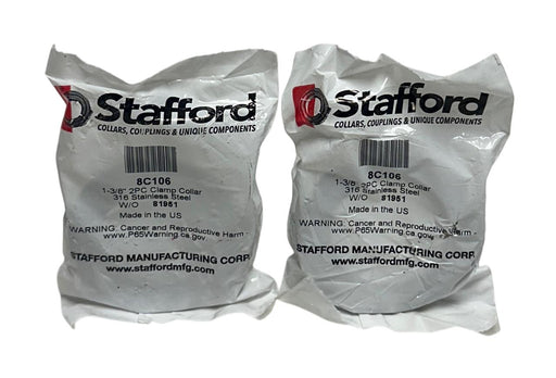 2 STAFFORD 8C106 / 81951 STAINLESS STEEL CLAMP COLLARS 2PC 1-3/8'' OEM NSFS