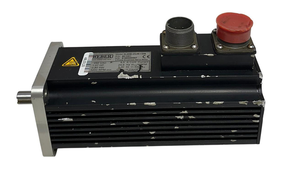 WEBER SL80B-25JM-1506 / 801391 BRUSHLESS SERVO MOTOR 3PH .80kW/1.07HP 230V USNP