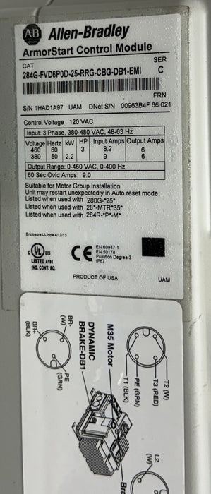 ALLEN BRADLEY 284G-FVD6P0D-25-RRG-CBG-DB1-EMI /C ArmorStart CONTROL W/ BASE NSNP