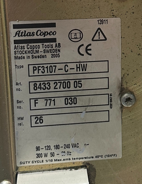 ATLAS COPCO PF3107-C-HW / 8433 2700 05 TENSOR 3-7 NUTRUNNER CONTROLLER 250V USNP