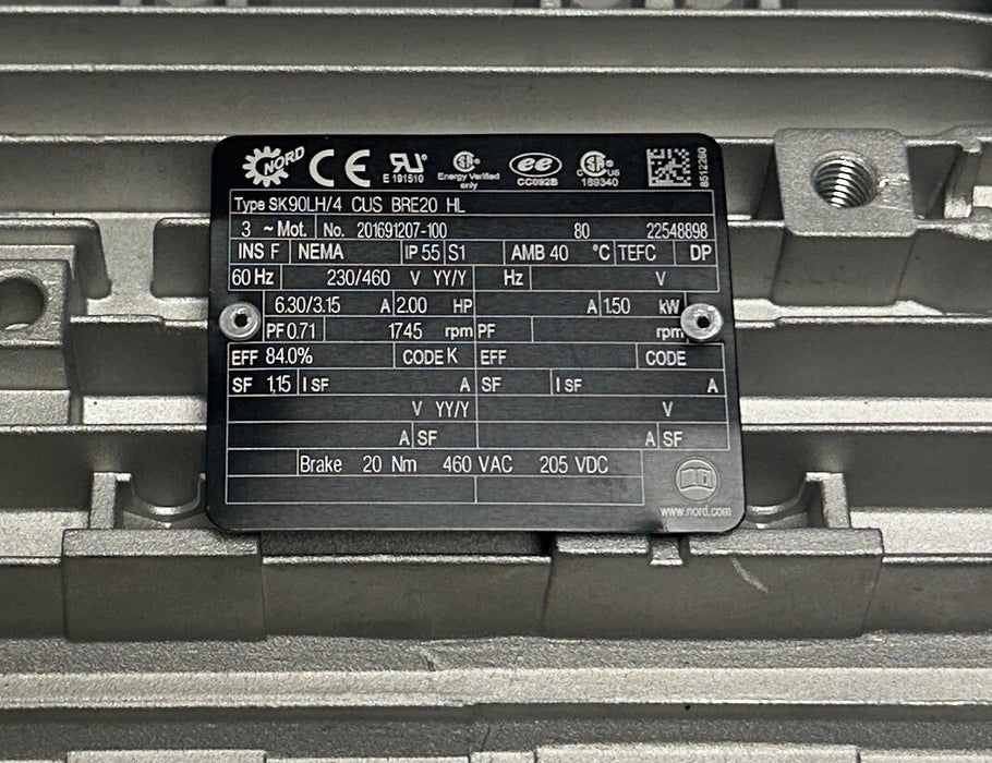 NORD SK 172.1-90LH/4 CUS BRE20 / SK 90LH/4 CUS BRE20 HL GEAR MOTOR 5.14:1 NSNP