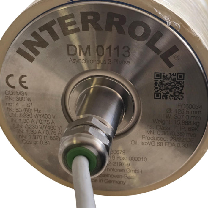 INTERROLL DM 0113 ASYNCHRONOUS 3-PHASE DRUM MOTOR DM1133-ASP13B0ERJDD 307mm NSMP