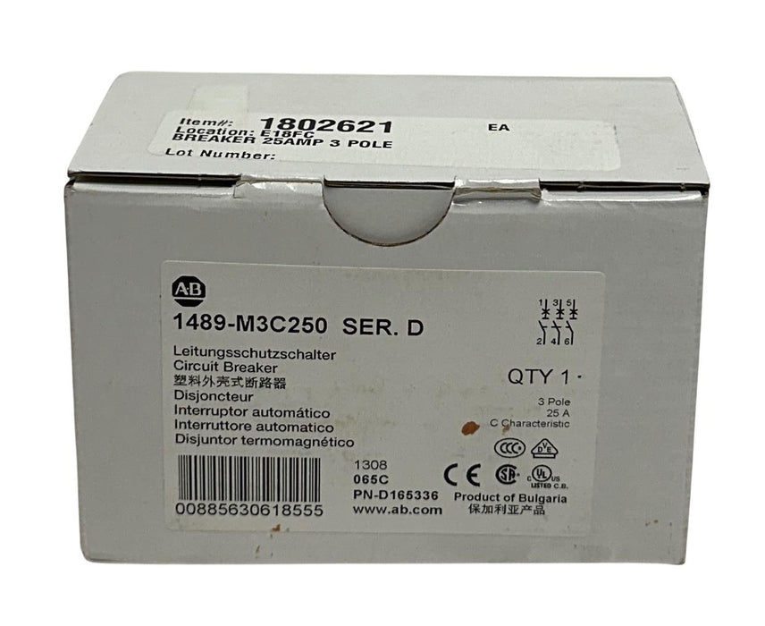 ALLEN BRADLEY 1489-M3C250 /D CIRCUIT BREAKER 1489-M SERIES 3-POLE 25A NSMP