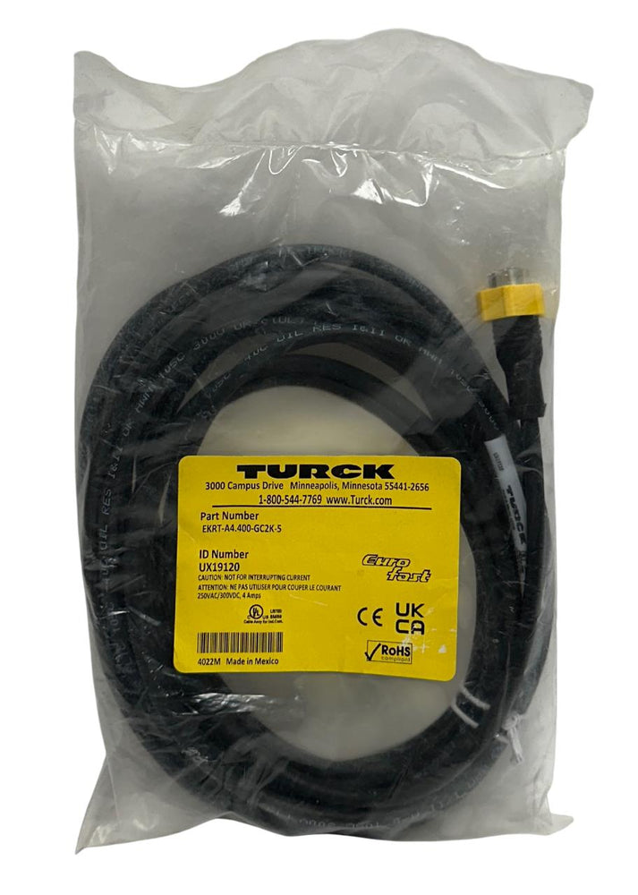 TURCK EKRT-A4.400-GC2K-5 / UX19120 EUROFAST CORDSET SINGLE-ENDED M12 NSFS
