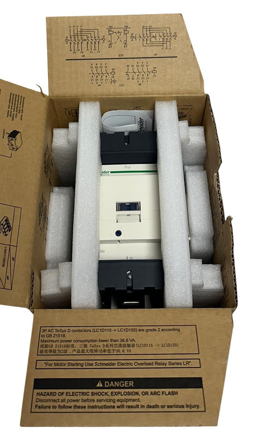SCHNEIDER ELECTRIC LC1D150G7 TySys CONTACTOR 150A 3-POLE 120VAC 3NO NSMP