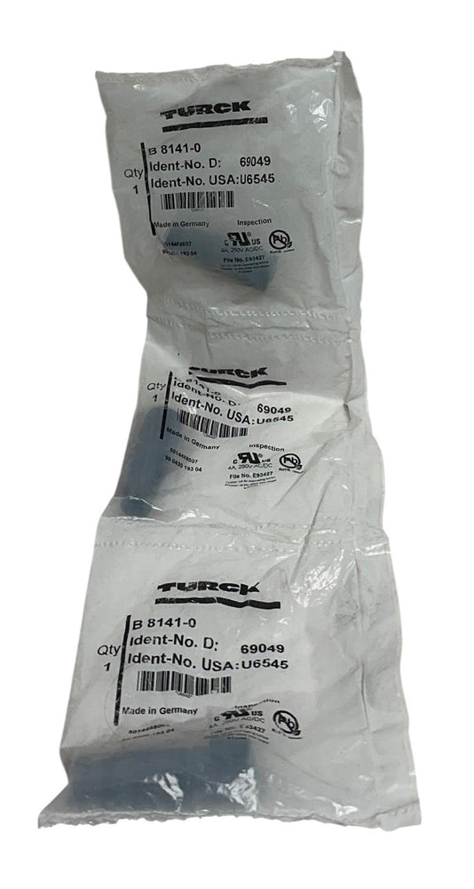 3 TURCK B 8141-0 / 69049 PLASTIC COUPLING NUTS M12 STRAIGHT 4-PIN OEM NSFS