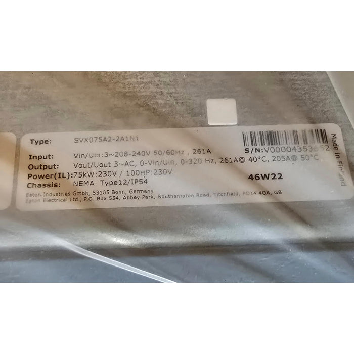 EATON C-H SVX075A2-2A1N1 SVX9000 ADJUSTABLE FREQUENCY DRIVE 75kW/100HP NSMP