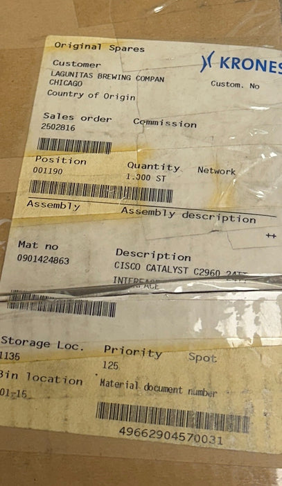 CISCO KRONES WS-C2960-24TT-L / 0901424863 CATALYST C2960 24TT INTERFACE NSMP