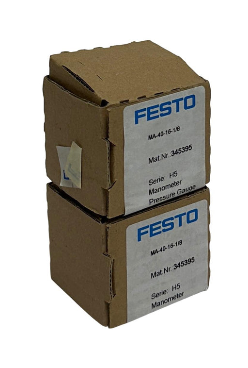 2 FESTO MA-40-16-1/8 / 345395 SERIES H5 MANOMETER PRESSURE GAUGES 0-16BAR NSMP