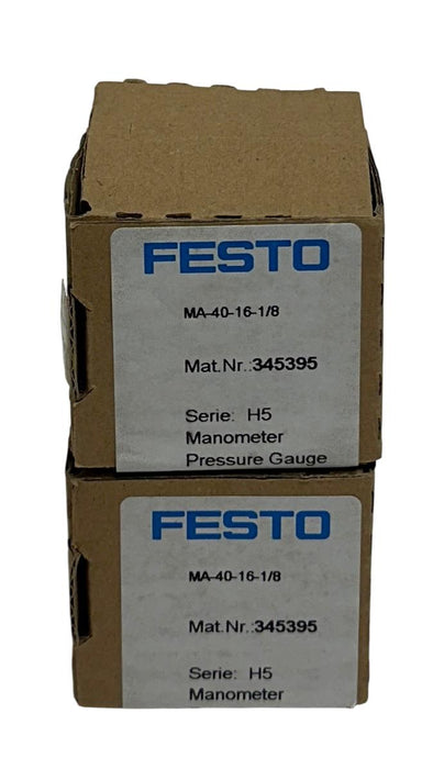 2 FESTO MA-40-16-1/8 / 345395 SERIES H5 MANOMETER PRESSURE GAUGES 0-16BAR NSMP