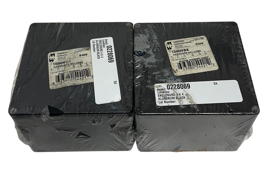 2 HAMMOND MANUFACTURING 1590VBK BLACK ALUMINUM ENCLOSURES DIE CAST NSMP