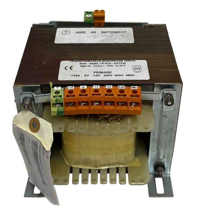 RAH-INDEL TR1078 / EET038 SINGLE-PHASE TRANSFORMER 1600VA 50/60Hz USNP