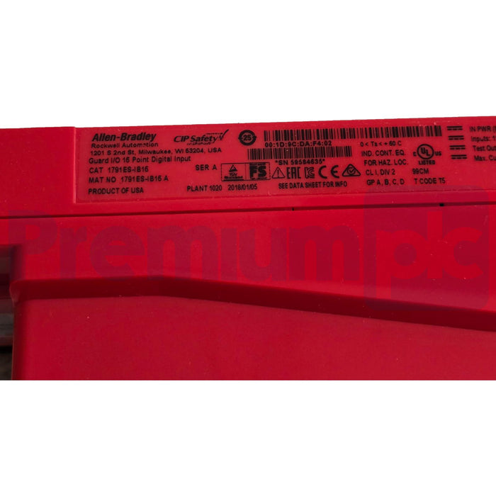 ALLEN BRADLEY 1791ES-IB16 /A Guard I/O EtherNet/IP SAFETY 16-P INPUT MODULE NSMP