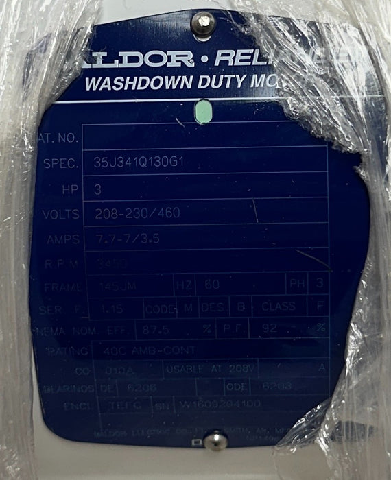 SPX BALDOR 35J341Q130G1 Super-E WASHDOWN DUTY MOTOR 208-230/460V 145JM NSNP