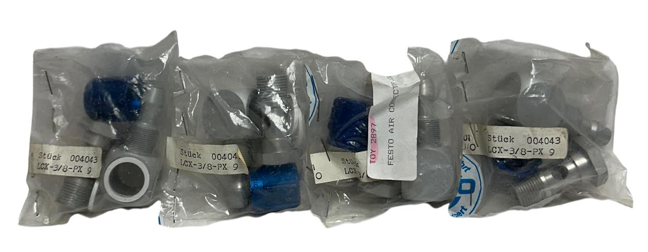 4 FESTO LCX-3/8-PX9 / 004043 / 4043 ELBOW QUICK CONNECTORS 3/8'' OEM NSFS