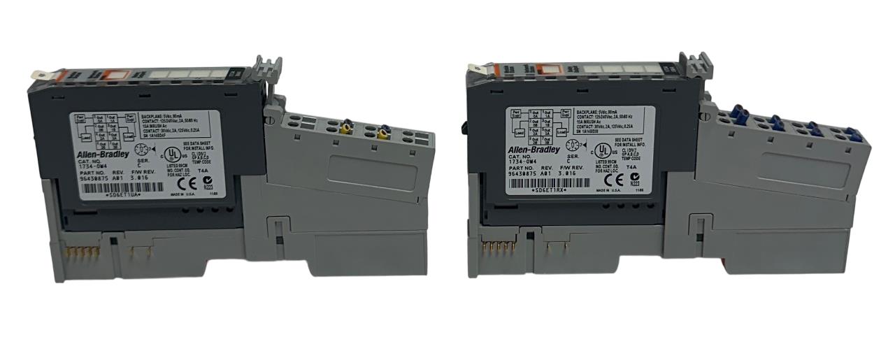 2 ALLEN BRADLEY 1734-OW4 /C POINT I/O DIGITAL OUTPUT MODULES W/ 1734-MB /A USNP