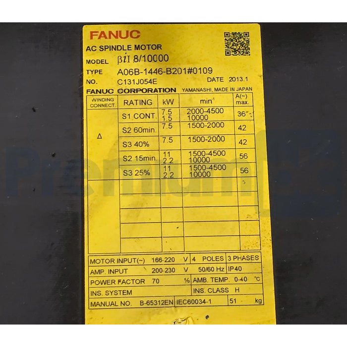 FANUC A06B-1446-B201#0109 βiI 8/10000 AC SPINDLE MOTOR A06B-1446-B201 NSNP(read)