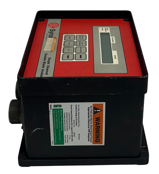 SYRON DBA100 SINGLE CHANNEL DOUBLE BLANK ANALYZER 120VAC 60Hz SENSOR/CONTROL REP