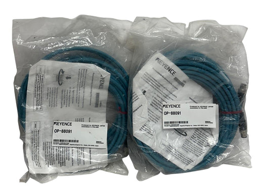 2 KEYENCE OP-88091 / OP88091 OEM EtherNet CABLES M12 4-PIN 10M LENGTH NSFS