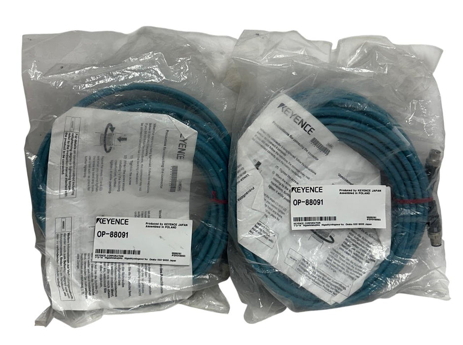 2 KEYENCE OP-88091 / OP88091 OEM EtherNet CABLES M12 4-PIN 10M LENGTH NSFS