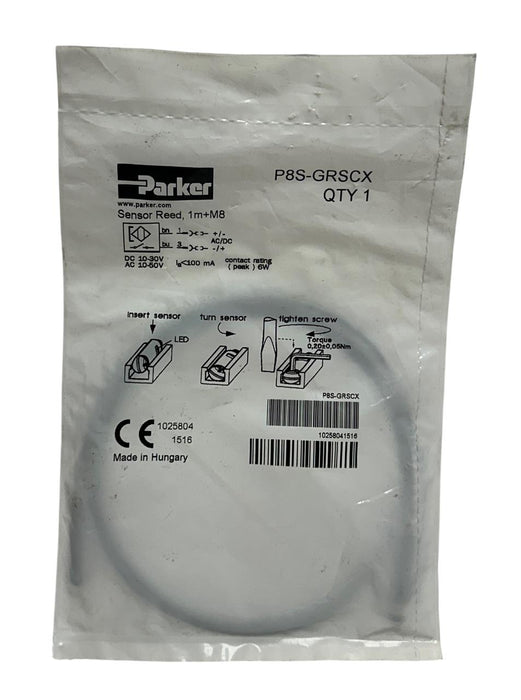 7 PARKER P8S-GRSCX / P8SGRSCX GLOBAL DROP-IN REED SENSORS 1M LEAD 8mm CONN NSFS