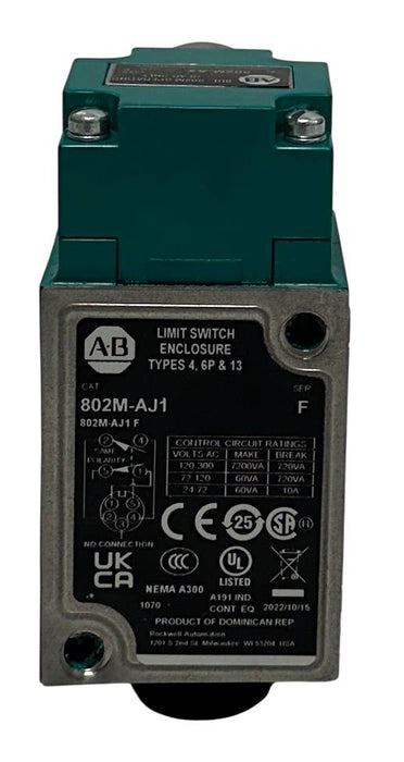 ALLEN BRADLEY 802M-AJ1 /F BULLETIN 802M LIMIT SWITCH PRE-WIRED 802M-AX HEAD USNP