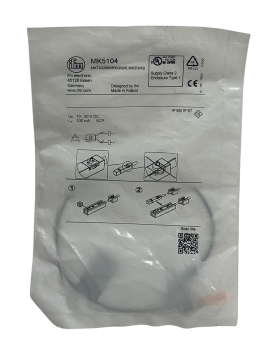 2 IFM MKT2028BARKG/G/0,3M/ZH/AS / MK5104 CYLINDER SENSORS 10-30VDC 100mA NSFS