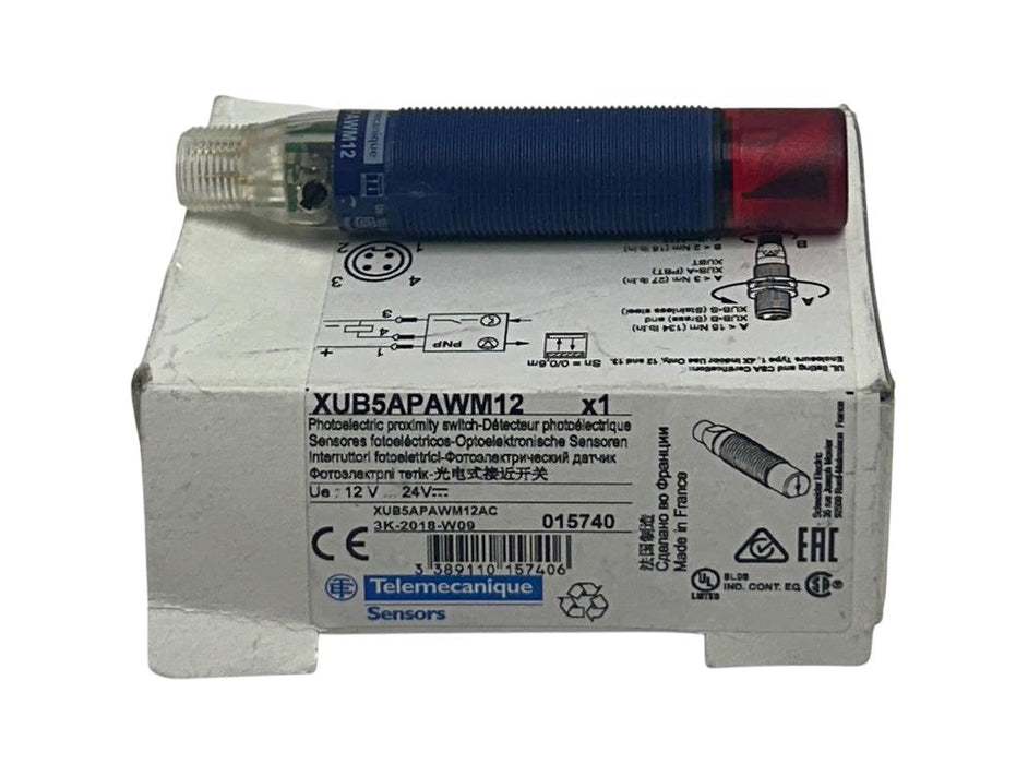 TELEMECANIQUE XUB5APAWM12 PHOTOELECTRIC PROXIMITY SWITCH / SENSOR 12-24VDC NSMP