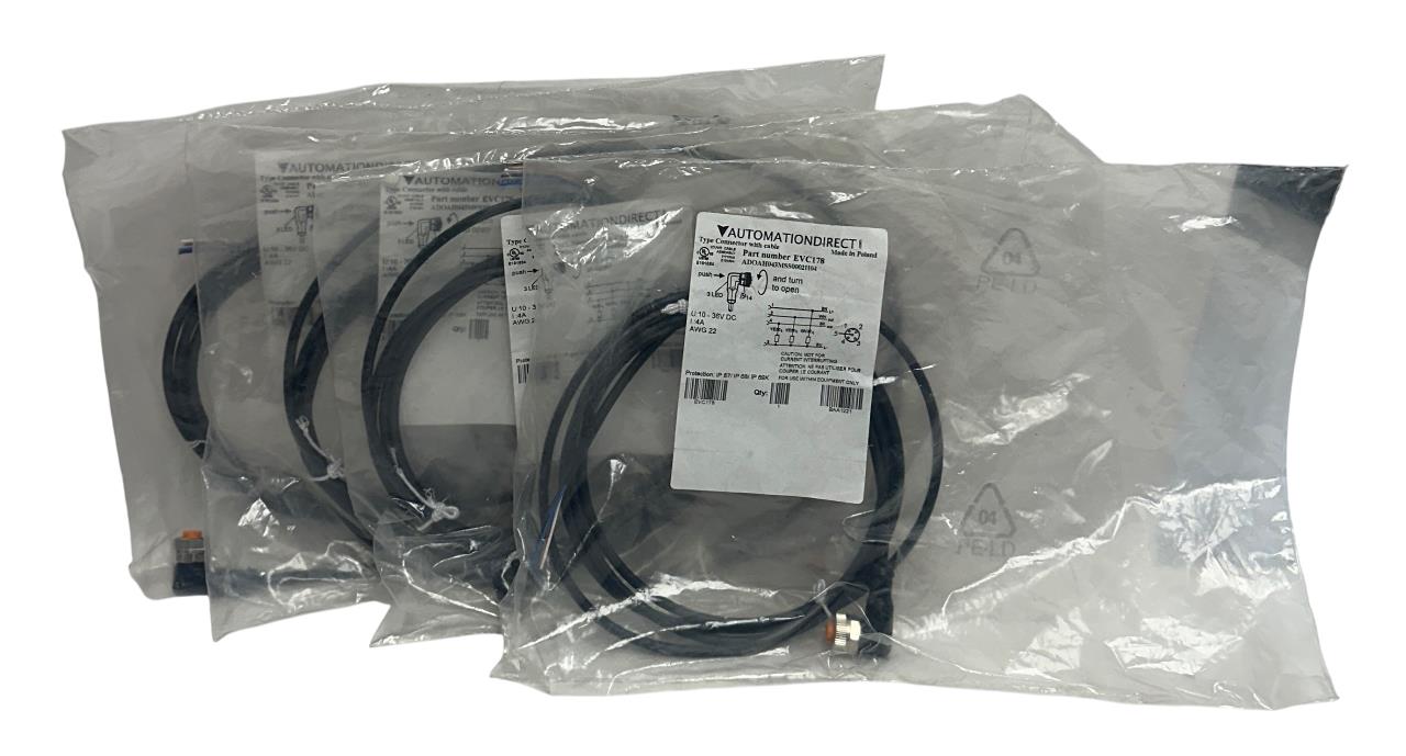 4 AUTOMATIONDIRECT ADOAH043MSS0002H04 / EVC178 CONNECTORS W/ CABLES 10-36V NSMP