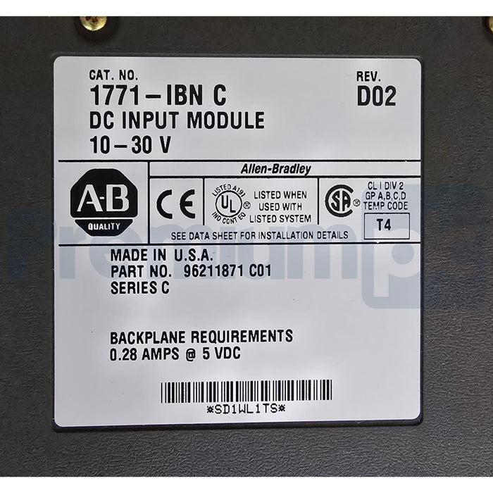 ALLEN BRADLEY 1771-IBN /C PLC-5 DC INPUT MODULE 10-30V REV. D02 1771IBN NSMP