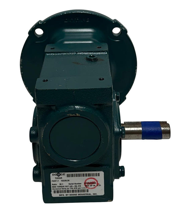 DODGE 15Q30L56 TIGEAR RIGHT ANGLE WORM GEAR REDUCER 30:1 RATIO 0.51HP INPUT NSNP