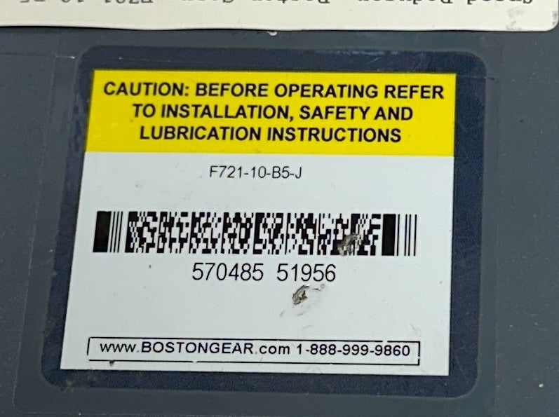 BOSTON GEAR F721-10-B5-J / 51956 RIGHT ANGLE WORM GEAR REDUCER 10:1 RATIO NSNP