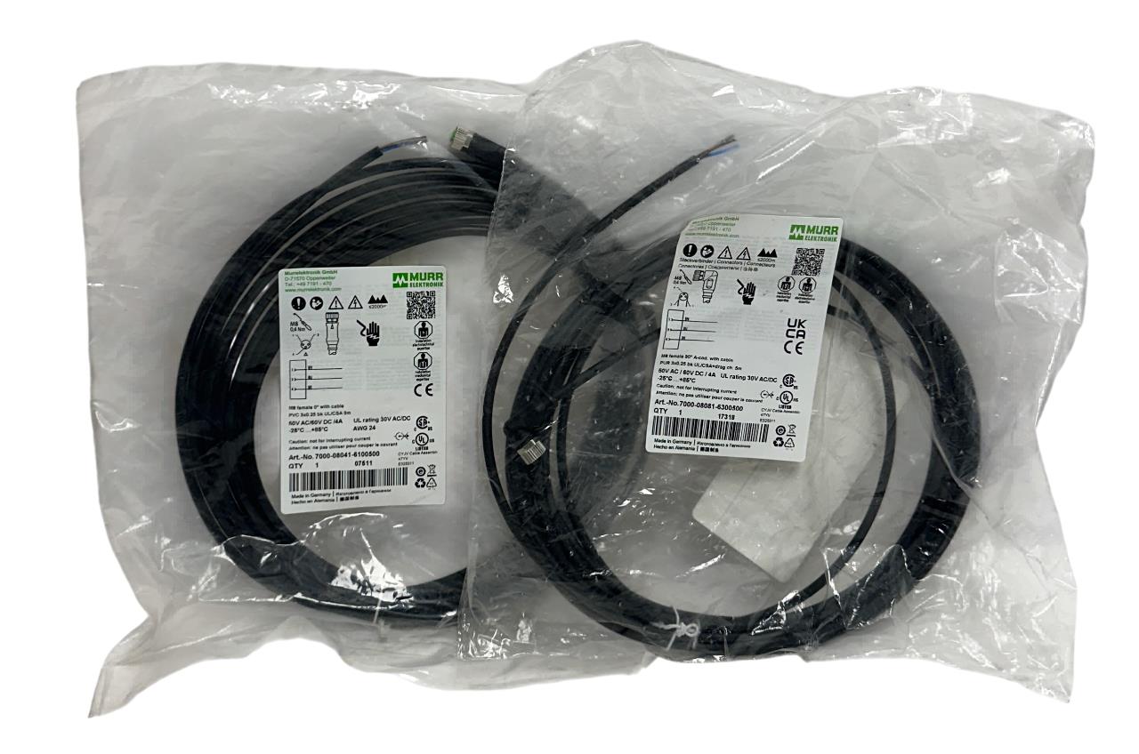 2 MURR ELEKTRONIK 7000-08041-6100500 / 7000-08081-6300500 CONNECTION CABLES NSFS