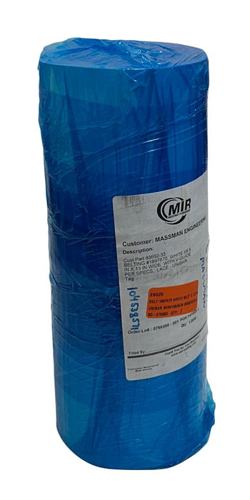 MIR 1897670 / 1954676 WHITE BELTING 69.5''x13'' WIDE W/ V-GUIDE LACE-UNIBAR NSMP