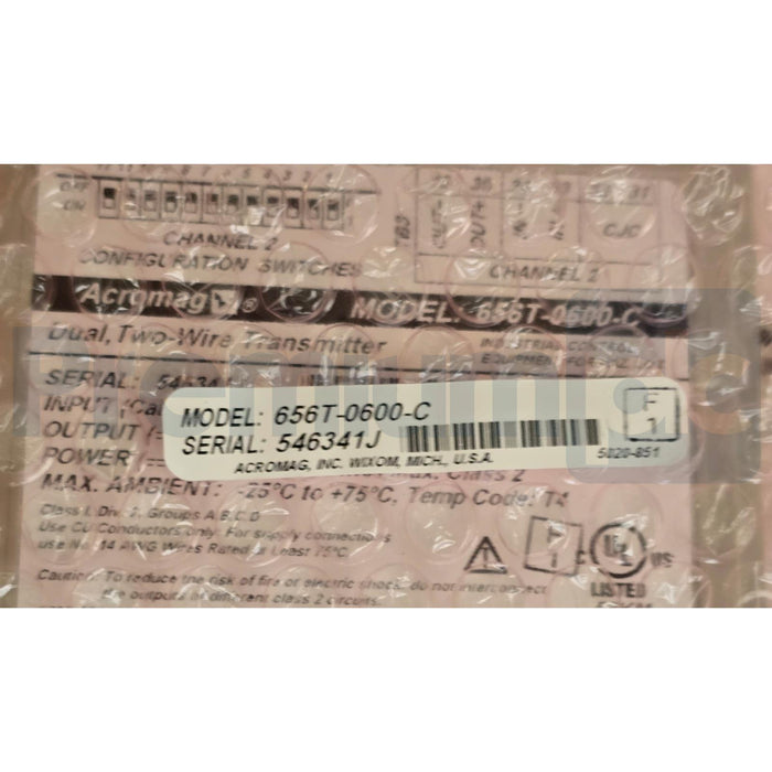 ACROMAG 656T-0600-C 600T DUAL TC/mV INPUT, TWO-WIRE TRANSMITTER 656T-0600 NSMP