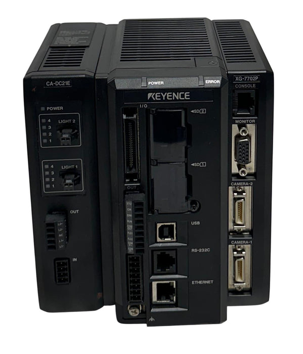 KEYENCE XG-7702P / CA-DC21E MULTI-CAMERA IMAGING SYSTEM CONTROLLER EtherNet USNP