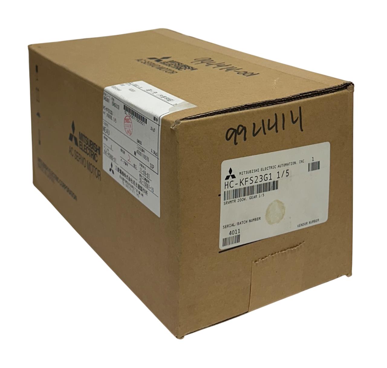 MITSUBISHI HC-KFS23G1 1/5 / HCKFS23G1 AC SERVO MOTOR W/ BRAKE K9005 1/5 NSFS