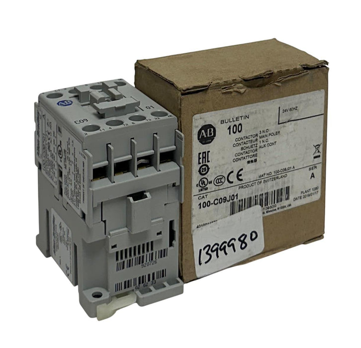 ALLEN BRADLEY 100-C09J01 /A BULLETIN 100 CONTACTOR 24V 60Hz 3NO/1NC NSMP