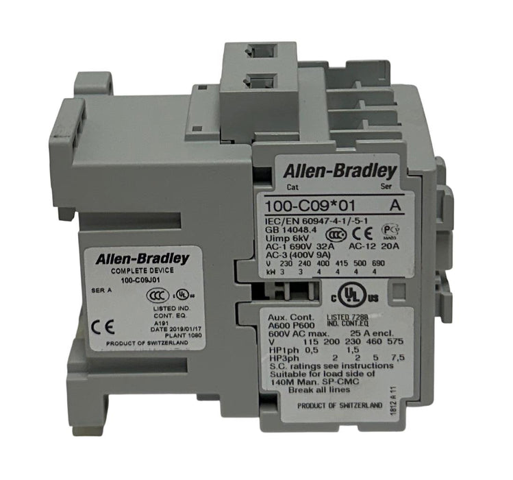 ALLEN BRADLEY 100-C09J01 /A BULLETIN 100 CONTACTOR 24V 60Hz 3NO/1NC NSMP