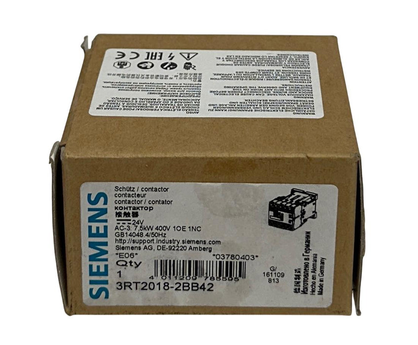 SIEMENS 3RT2018-2BB42 / 3RT20182BB42 SIRIUS CONTACTOR 24VDC 1/3PH 3-POLE NSMP