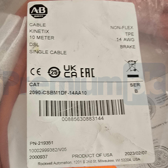 ALLEN BRADLEY 2090-CSBM1DF-14AF10 /A KINETIX 10m MOTOR POWER/BRAKE CABLE NSMP