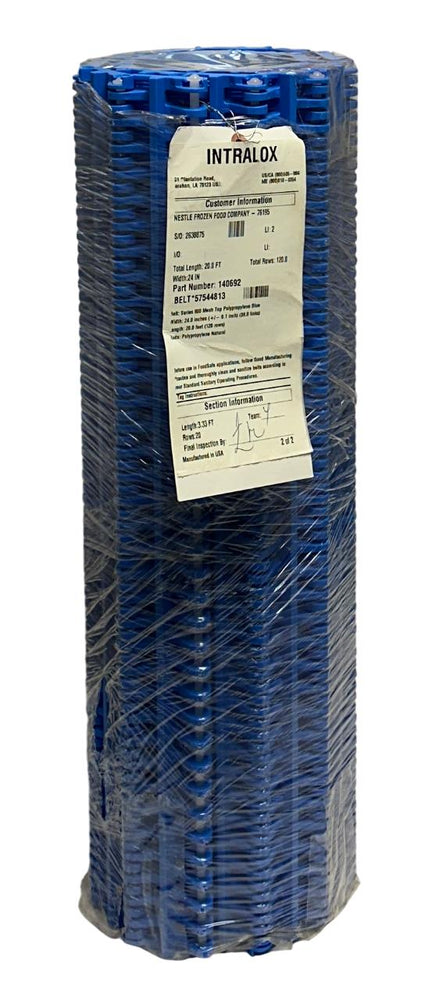 INTRALOX 140692 / 57544813 SERIES 800 MESH TOP BLUE BELT W=24'' L=20' 36L NSNP