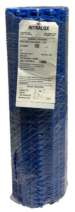 INTRALOX 140692 / 57544813 SERIES 800 MESH TOP BLUE BELT W=24'' L=20' 36L NSNP
